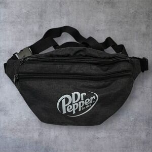 Dr Pepper Fanny Pack Belt Bag Black Logo Zip Pockets Adjustable‎ Strap